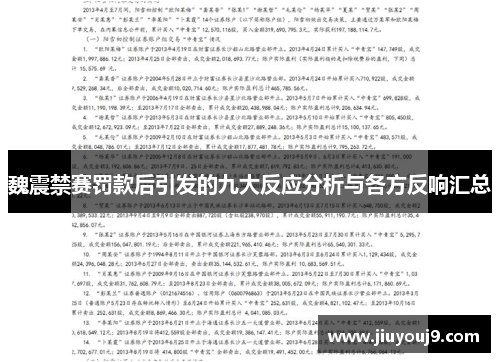 魏震禁赛罚款后引发的九大反应分析与各方反响汇总
